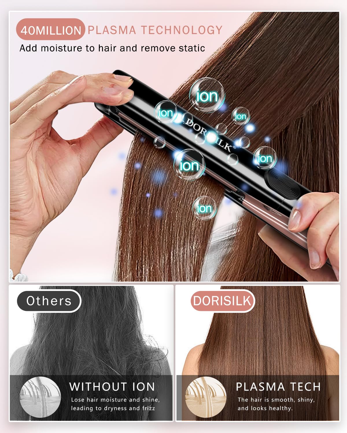 DORISILK hair straightener displaying temperature control