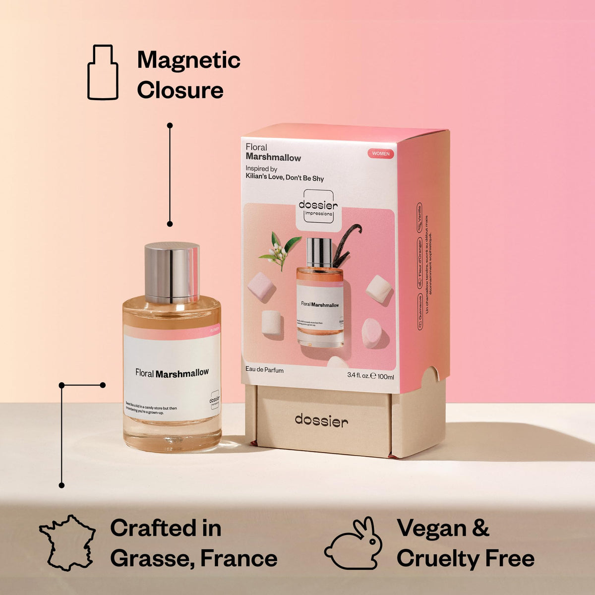 Dossier Floral Marshmallow Eau de Parfum bottle side view