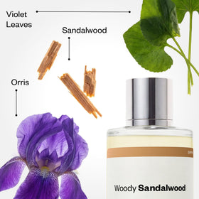 Dossier Woody Sandalwood Eau de Parfum close-up of label