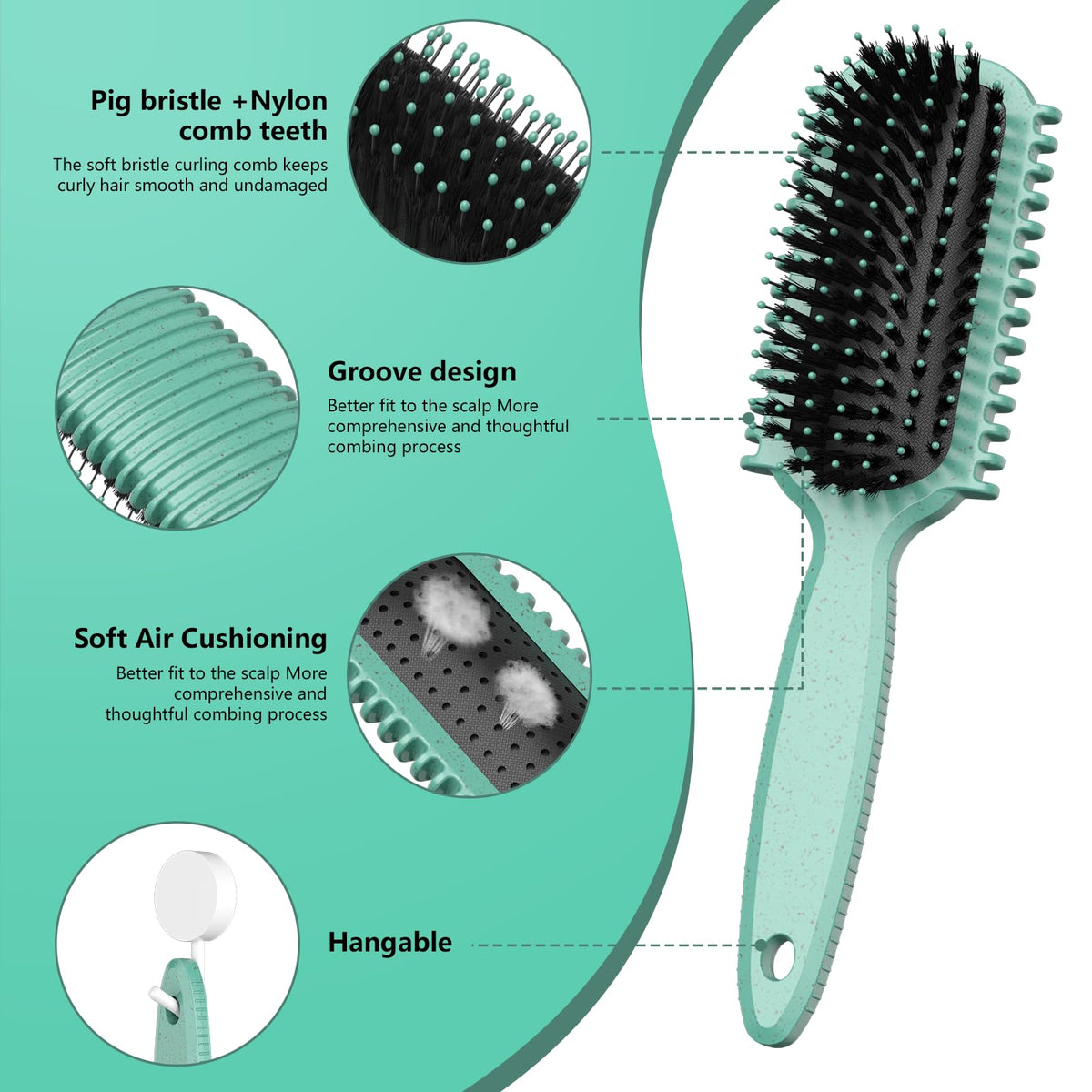 Double edge brush included in HEZ Curl Defining Brush Set