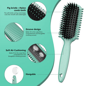 Double edge brush included in HEZ Curl Defining Brush Set