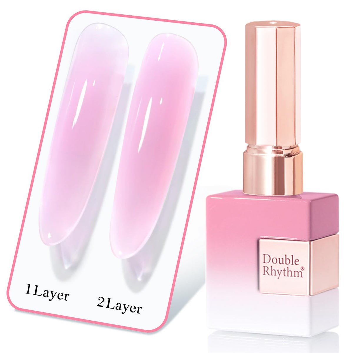 Double Rhythm 15ml Gel Polish in Sheer Pastel Pink Purple front view