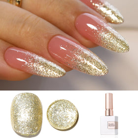 Double Rhythm 15ML Glitter Gel Polish Champagne Gold front view