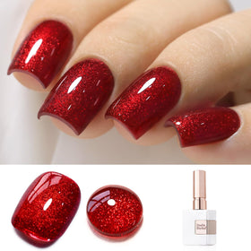 Double Rhythm 15ML Glitter Gel Polish Dark Red front view