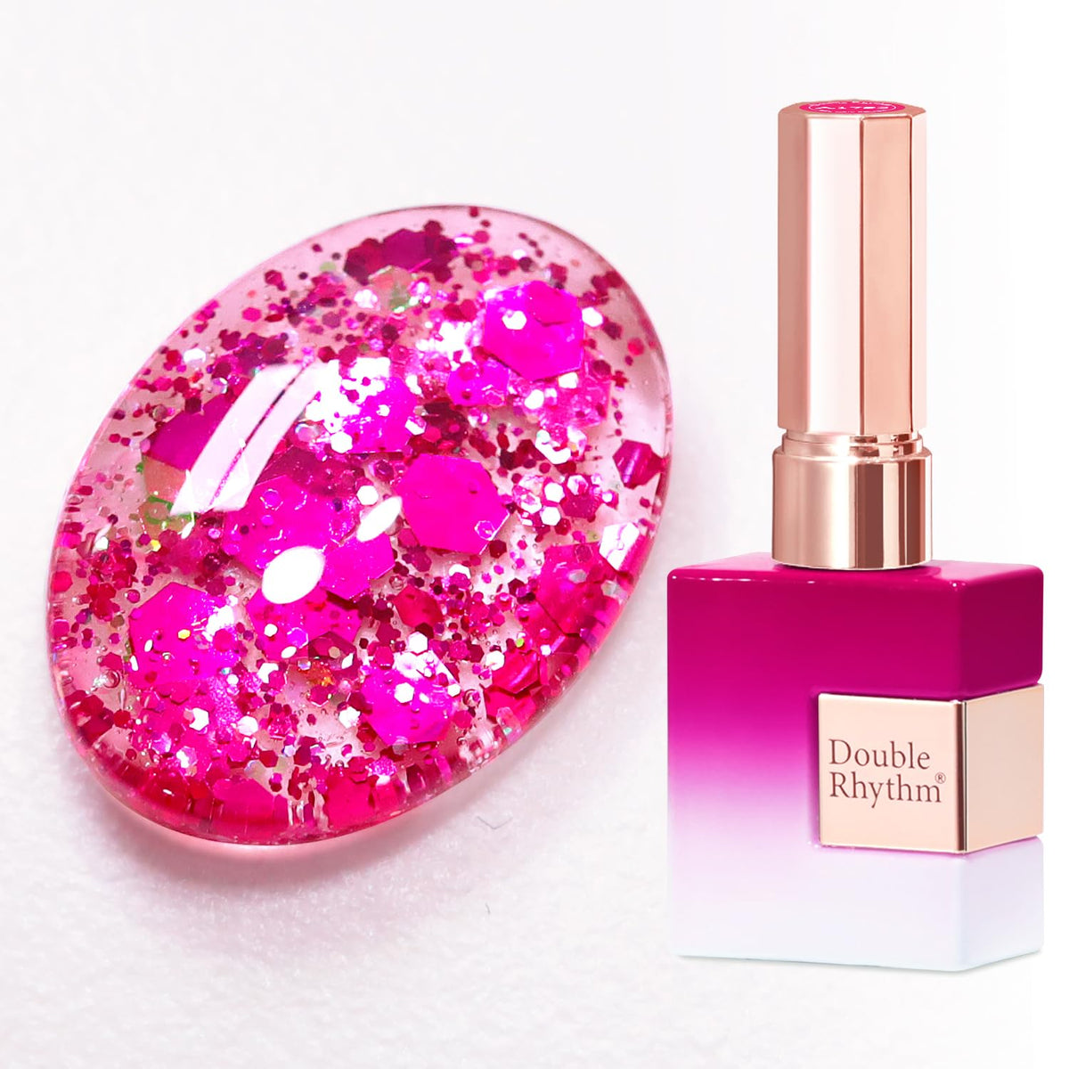 Double Rhythm 15ML Glitter Gel Polish Holographic Magenta front view