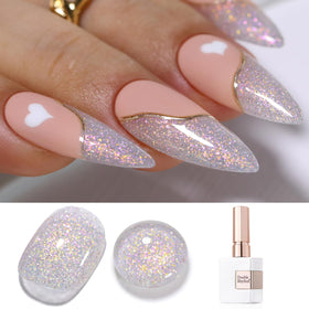 Double Rhythm 15ML Glitter Gel Polish Pink Holographic front view