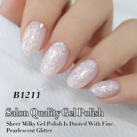 Double Rhythm 15ML Glitter Gel Polish Snow Glitter-B1211 in a nail art setup