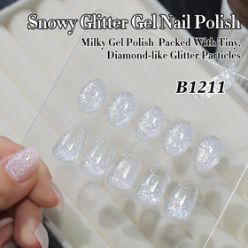 Double Rhythm 15ML Glitter Gel Polish Snow Glitter-B1211 with base and top coat