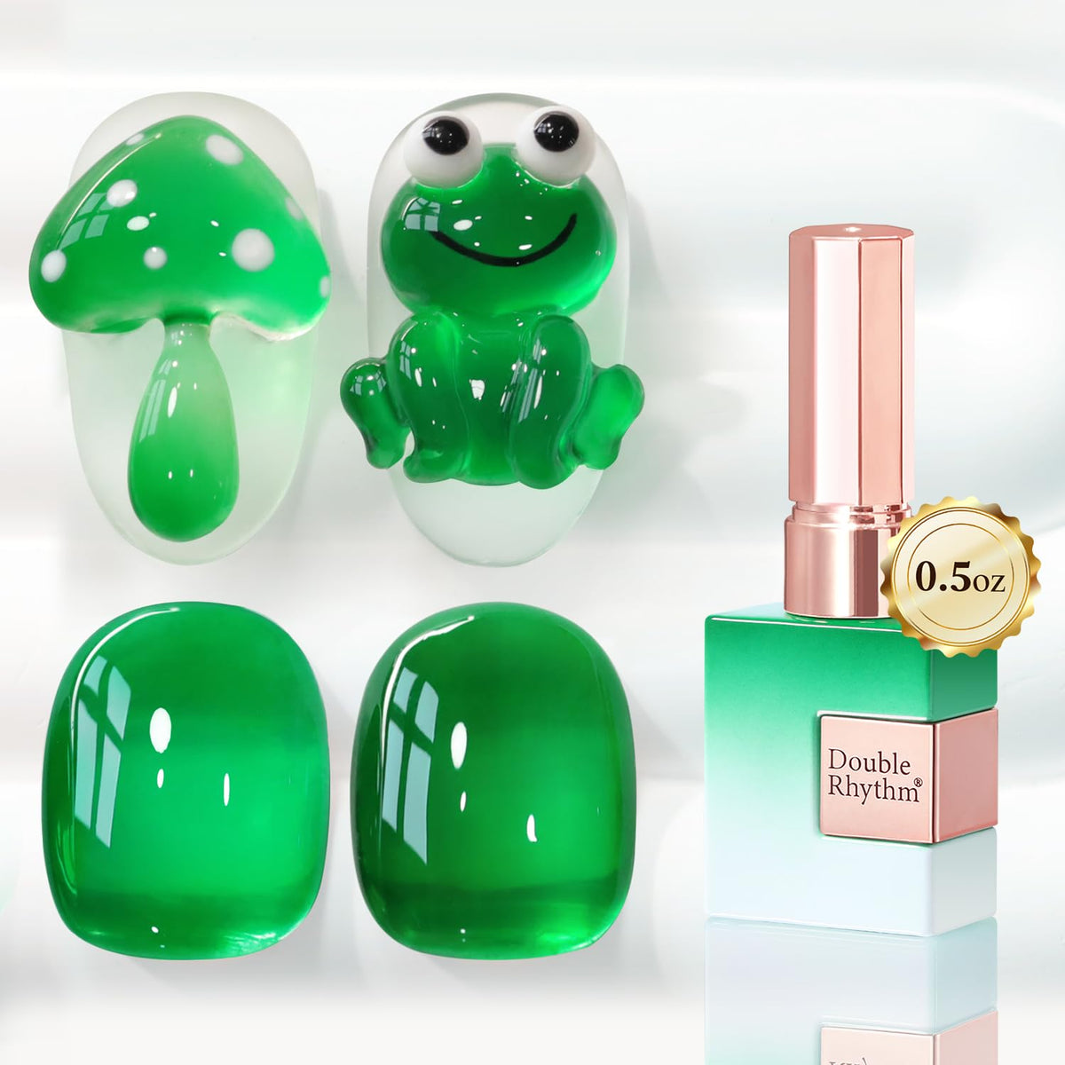 Double Rhythm 15ml Jelly Gel Polish in Crystal Green front view