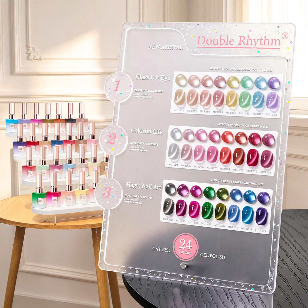 Double Rhythm 28Pcs Gel Nail Polish Set with various colours