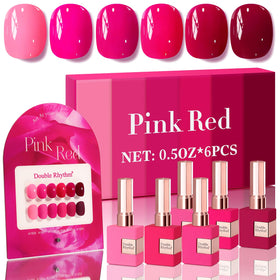 Double Rhythm 6 Pcs Gel Polish Set with neon colours in bottles