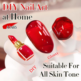 Double Rhythm Burgundy Red Gel Polish application on nails