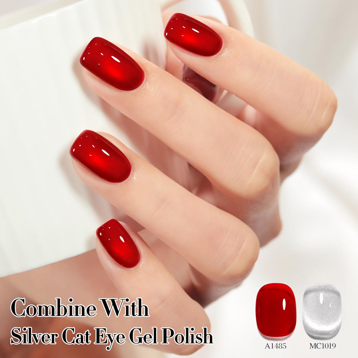 Double Rhythm Burgundy Red Gel Polish on display