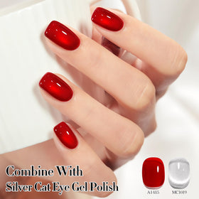 Double Rhythm Burgundy Red Gel Polish on display