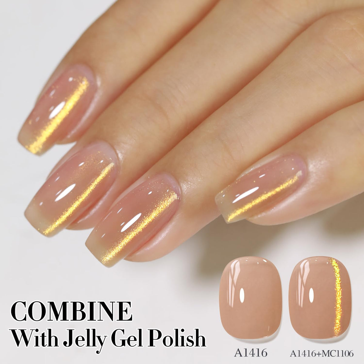 Double Rhythm Cat Eye Gel Nail Polish 15ml applied on nails