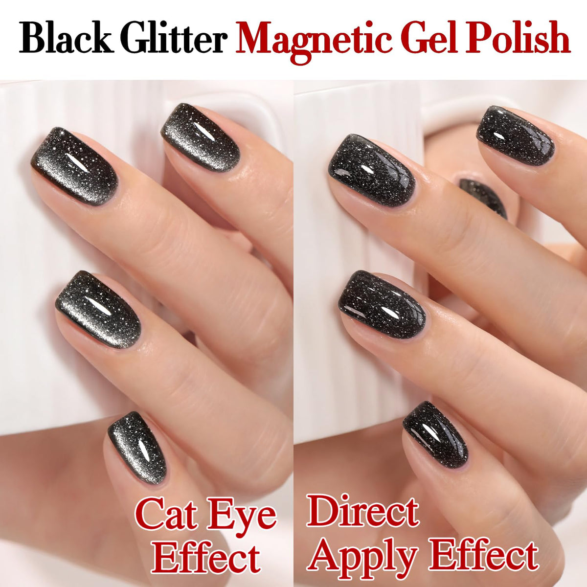 Double Rhythm Cat Eye Gel Nail Polish 15ml black glitter packaging