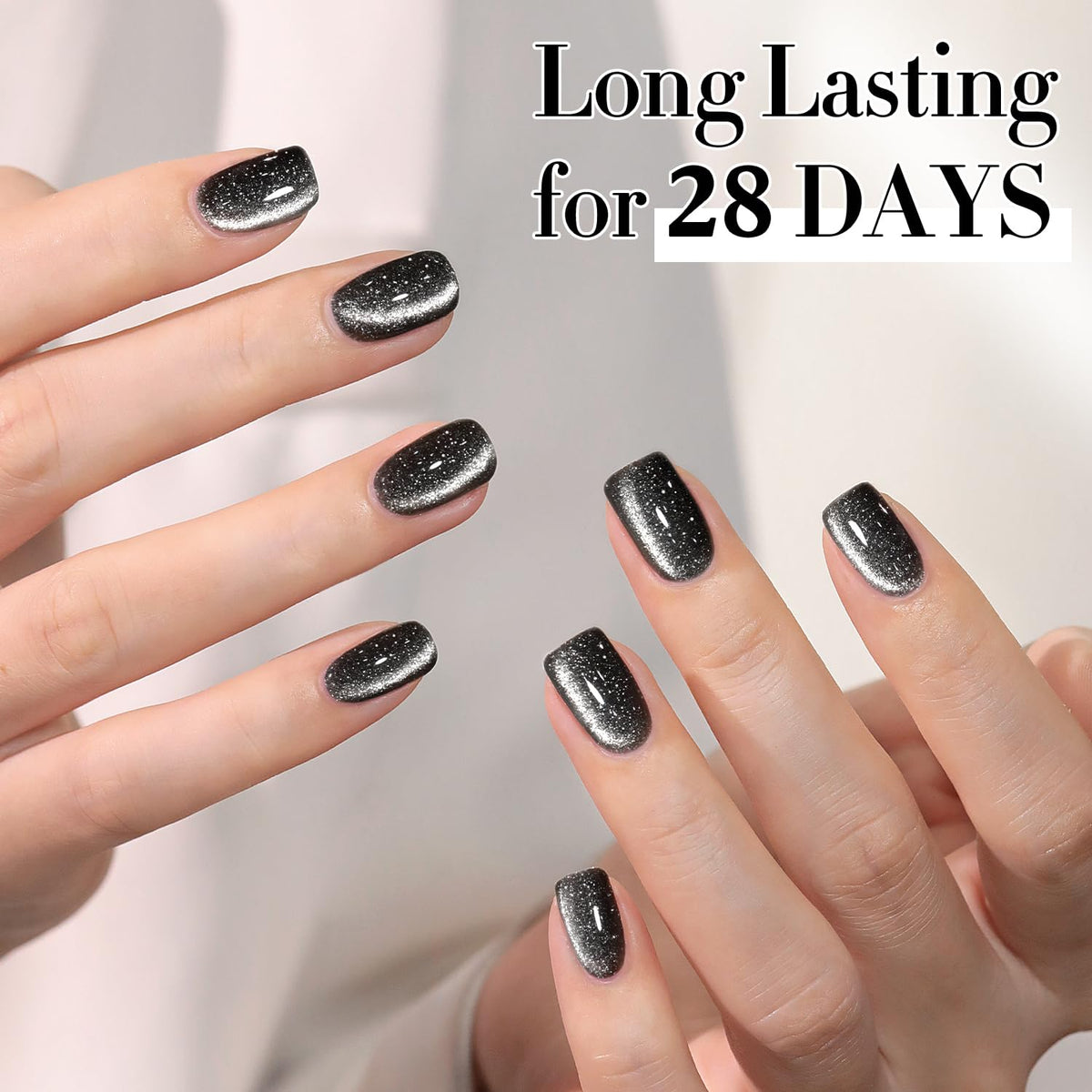 Double Rhythm Cat Eye Gel Nail Polish 15ml black glitter with nail art tools