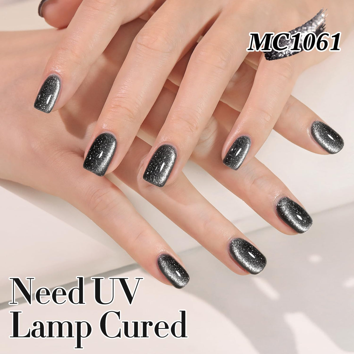 Double Rhythm Cat Eye Gel Nail Polish 15ml black glitter with UV lamp