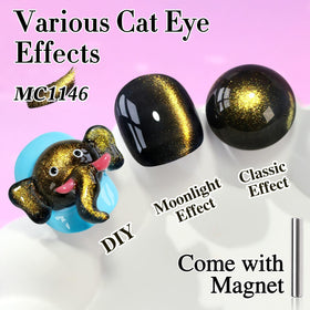 Double Rhythm Cat Eye Gel Nail Polish 15ml Black Gold bottle with cap