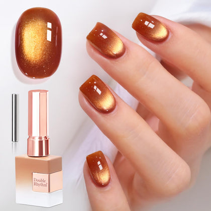 Double Rhythm Cat Eye Gel Nail Polish 15ml Bronze Brown front view