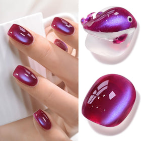 Double Rhythm Cat Eye Gel Nail Polish 15ml Burgundy Purple front view