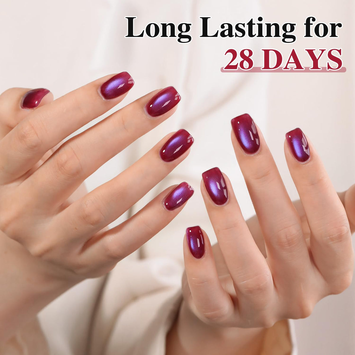 Double Rhythm Cat Eye Gel Nail Polish 15ml Burgundy Purple lifestyle scene