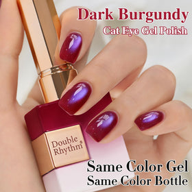 Double Rhythm Cat Eye Gel Nail Polish 15ml Burgundy Purple with UV lamp