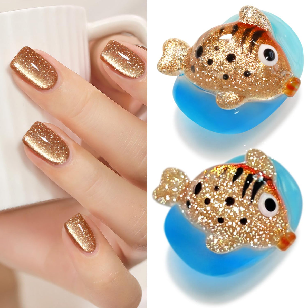 Double Rhythm Cat Eye Gel Nail Polish 15ML Coffee Brown front view