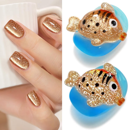 Double Rhythm Cat Eye Gel Nail Polish 15ML Coffee Brown front view