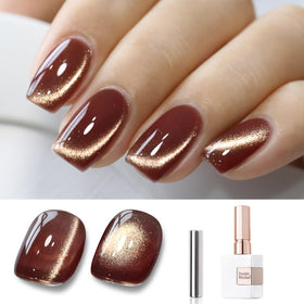 Double Rhythm Cat Eye Gel Nail Polish 15ml Coffee Brown front view