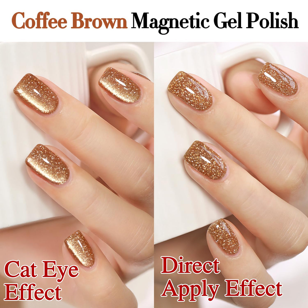 Double Rhythm Cat Eye Gel Nail Polish 15ML Coffee Brown in packaging