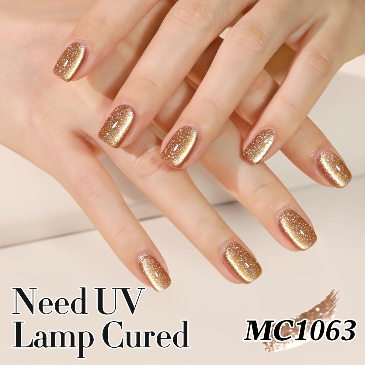 Double Rhythm Cat Eye Gel Nail Polish 15ML Coffee Brown with glitter effect