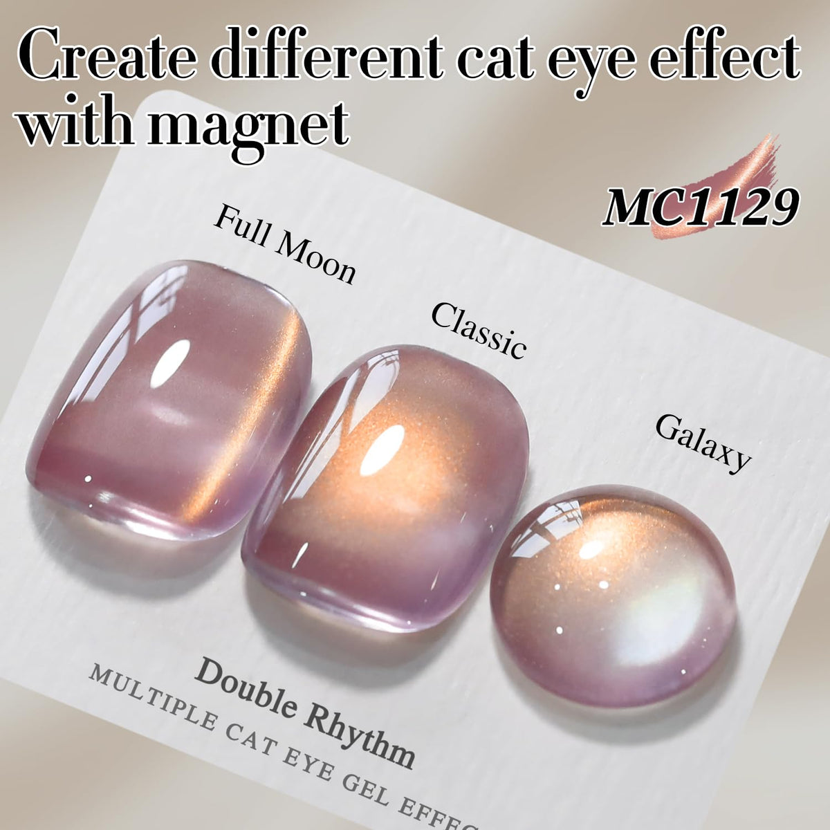 Double Rhythm Cat Eye Gel Nail Polish 15ML Golden Violet close-up of texture