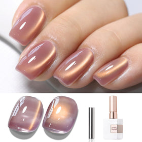 Double Rhythm Cat Eye Gel Nail Polish 15ML Golden Violet front view