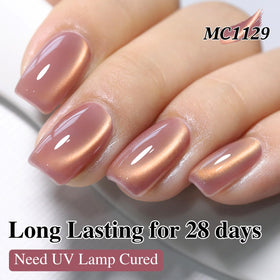 Double Rhythm Cat Eye Gel Nail Polish 15ML Golden Violet with base coat