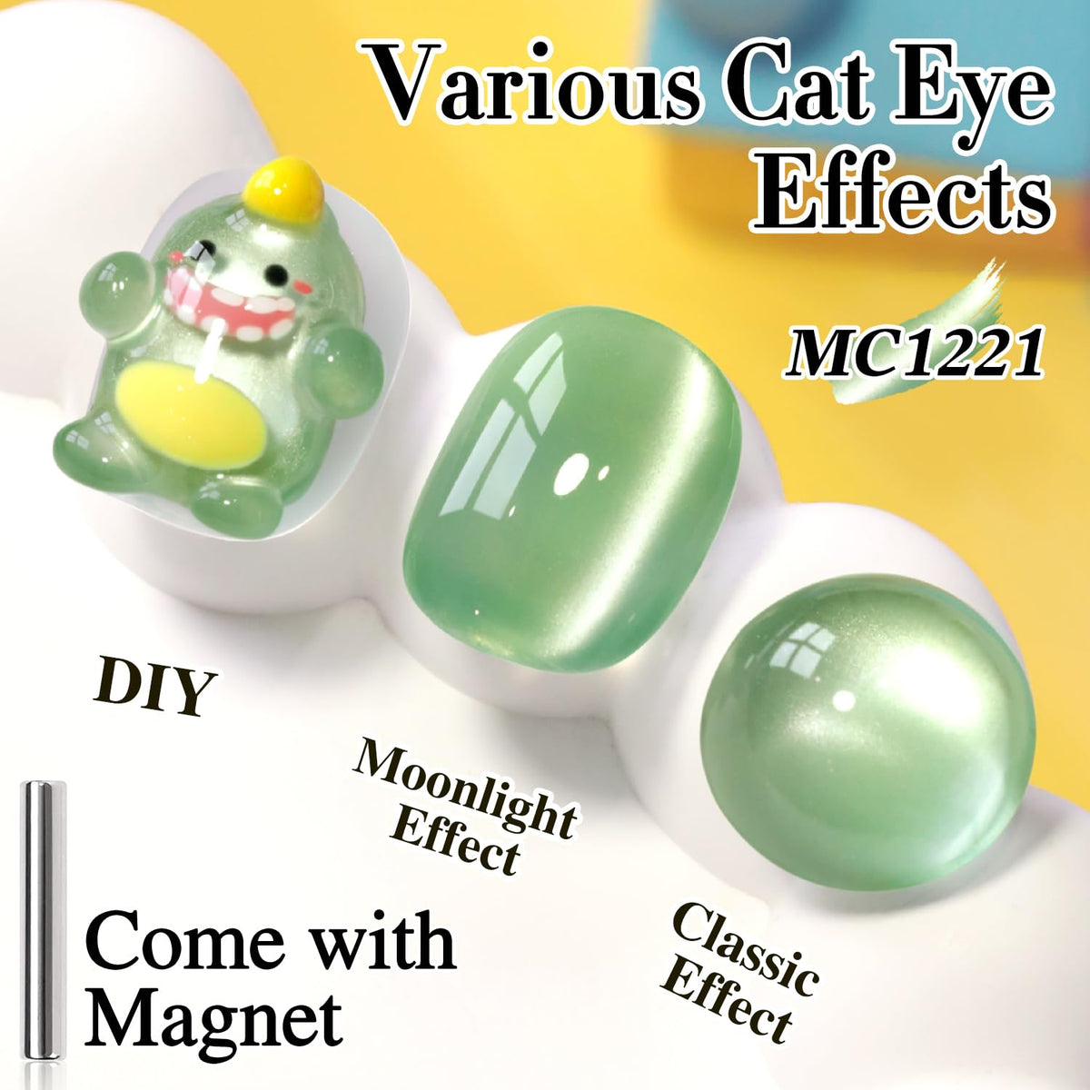Double Rhythm Cat Eye Gel Nail Polish 15ml Icy Olive Green bottle with cap