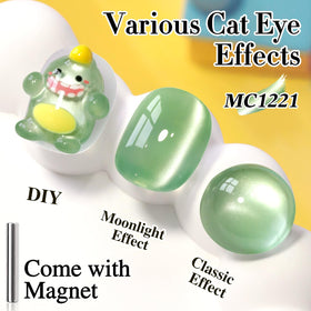 Double Rhythm Cat Eye Gel Nail Polish 15ml Icy Olive Green bottle with cap