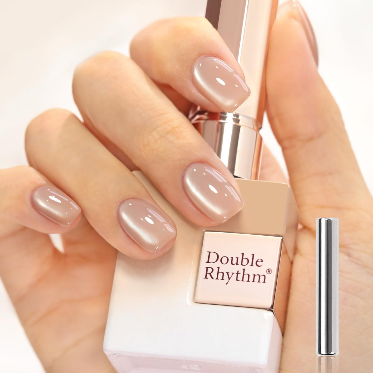 Double Rhythm Cat Eye Gel Nail Polish 15ml in apricot nude shade