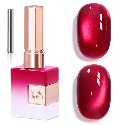 Double Rhythm Cat Eye Gel Nail Polish 15ML in Crimson Red