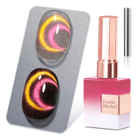 Double Rhythm Cat Eye Gel Nail Polish 15ML in pink orange shade front view