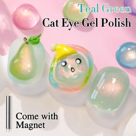 Double Rhythm Cat Eye Gel Nail Polish 15ml Light Green bottle side view
