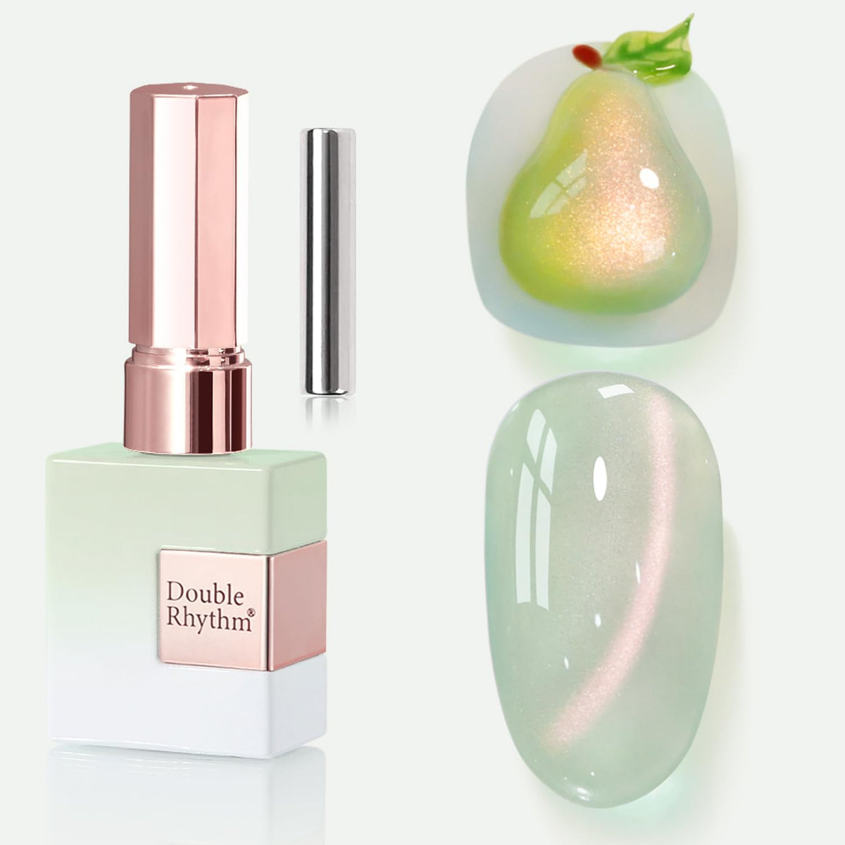 Double Rhythm Cat Eye Gel Nail Polish 15ml Light Green front view