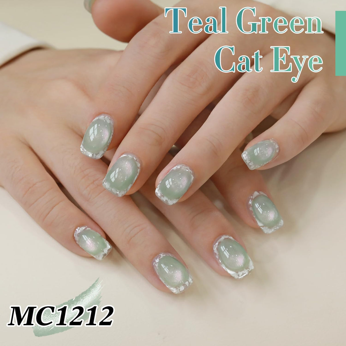 Double Rhythm Cat Eye Gel Nail Polish 15ml Light Green with brush applicator