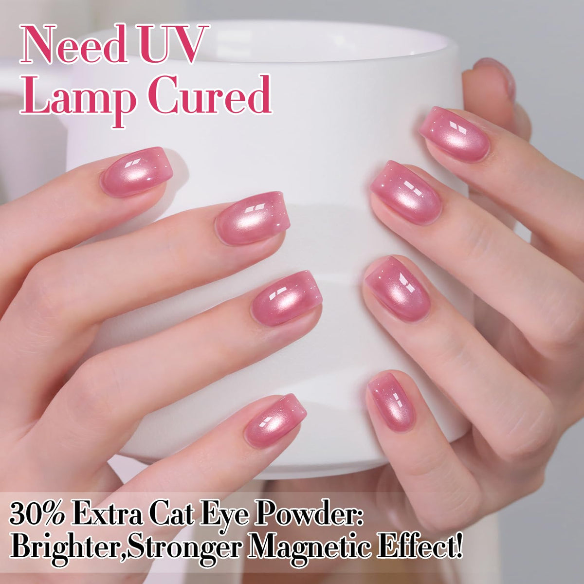 Double Rhythm Cat Eye Gel Nail Polish 15ML Peach Pink applied on nails