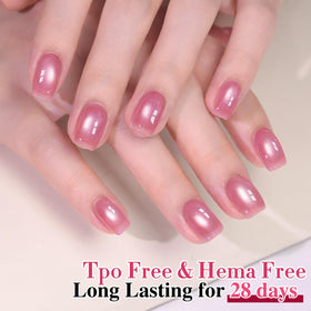 Double Rhythm Cat Eye Gel Nail Polish 15ML Peach Pink swatch on nail