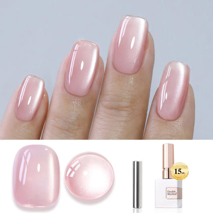 Double Rhythm Cat Eye Gel Nail Polish 15ml pink bottle front view