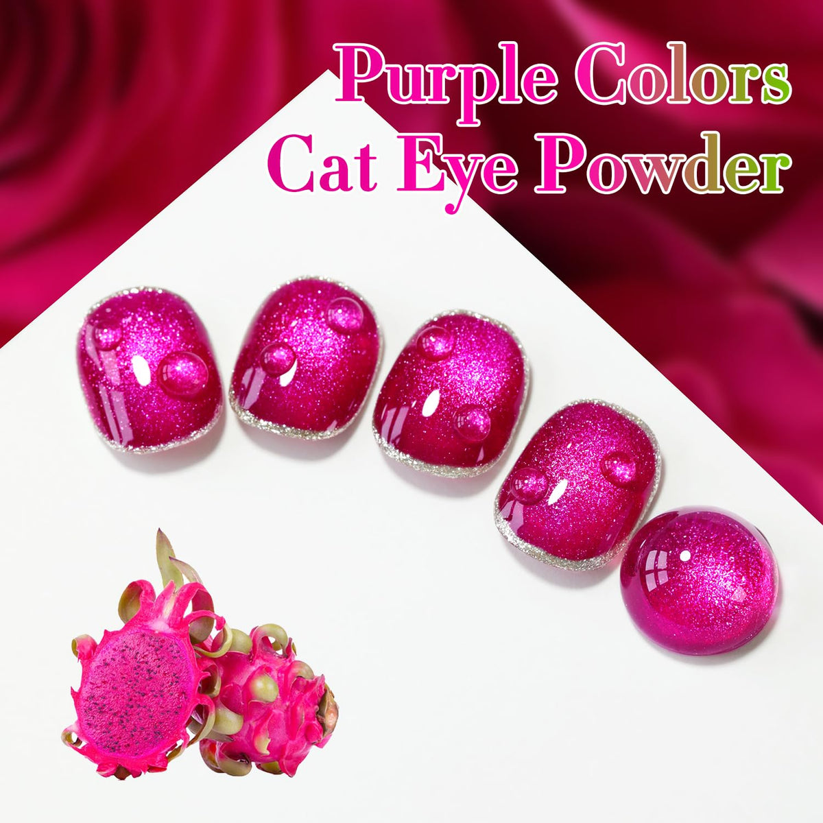 Double Rhythm Cat Eye Gel Nail Polish 15ML Pitaya Purple bottle with holographic shimmer