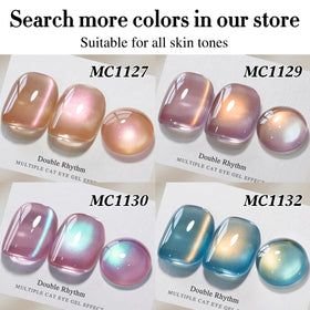 Double Rhythm Cat Eye Gel Nail Polish 15ML Rose Violet in use during application