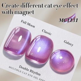 Double Rhythm Cat Eye Gel Nail Polish 15ML Rose Violet with nail art tools