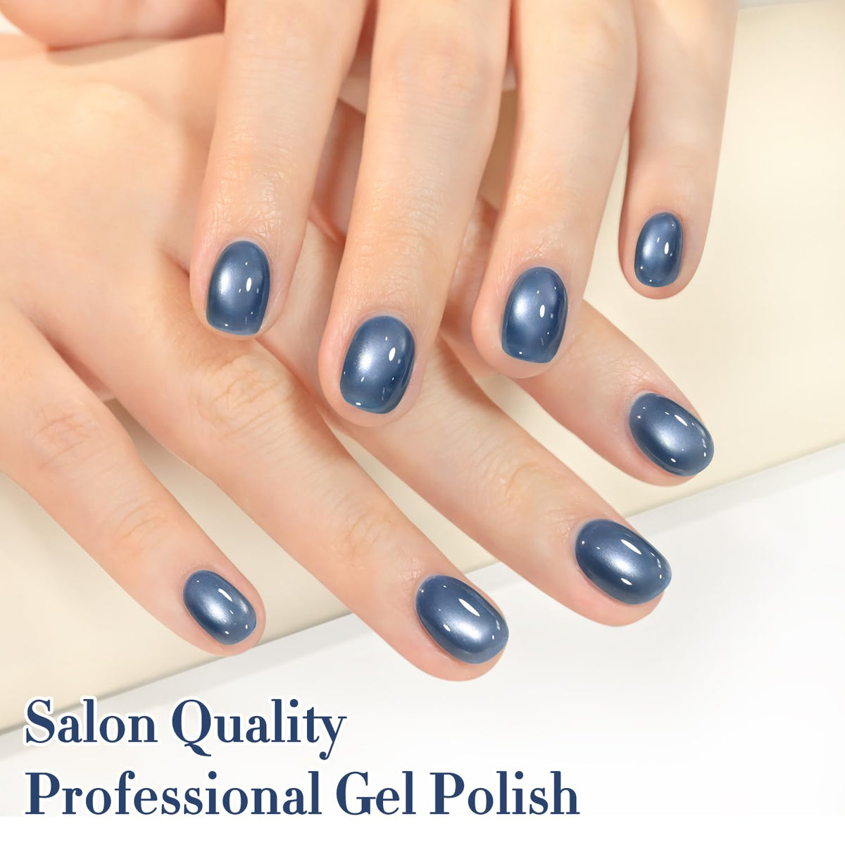 Double Rhythm Cat Eye Gel Nail Polish 15ml Sky Blue on nail art display